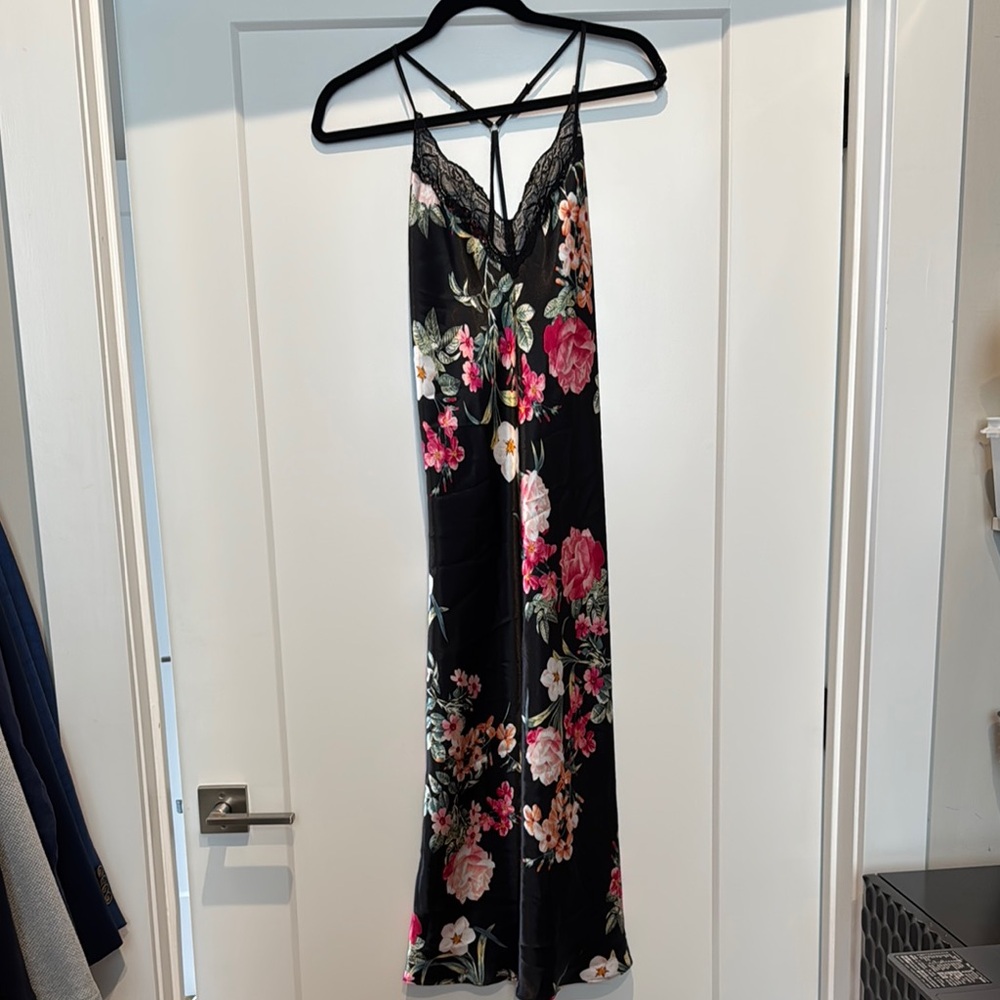 Chic Floral Black Slip Dress